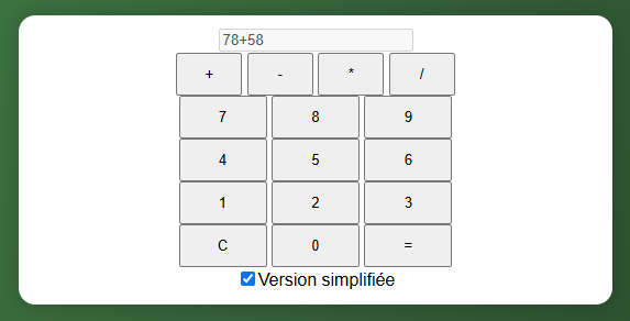 Capture de la calculatrice virtuelle
